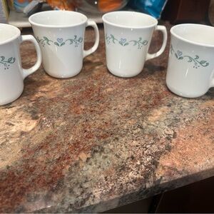 Floral White Ceramic Mugs Set